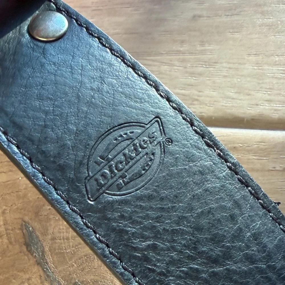 Dickies Black Leather Belt Embossed Logo SIZE 2X